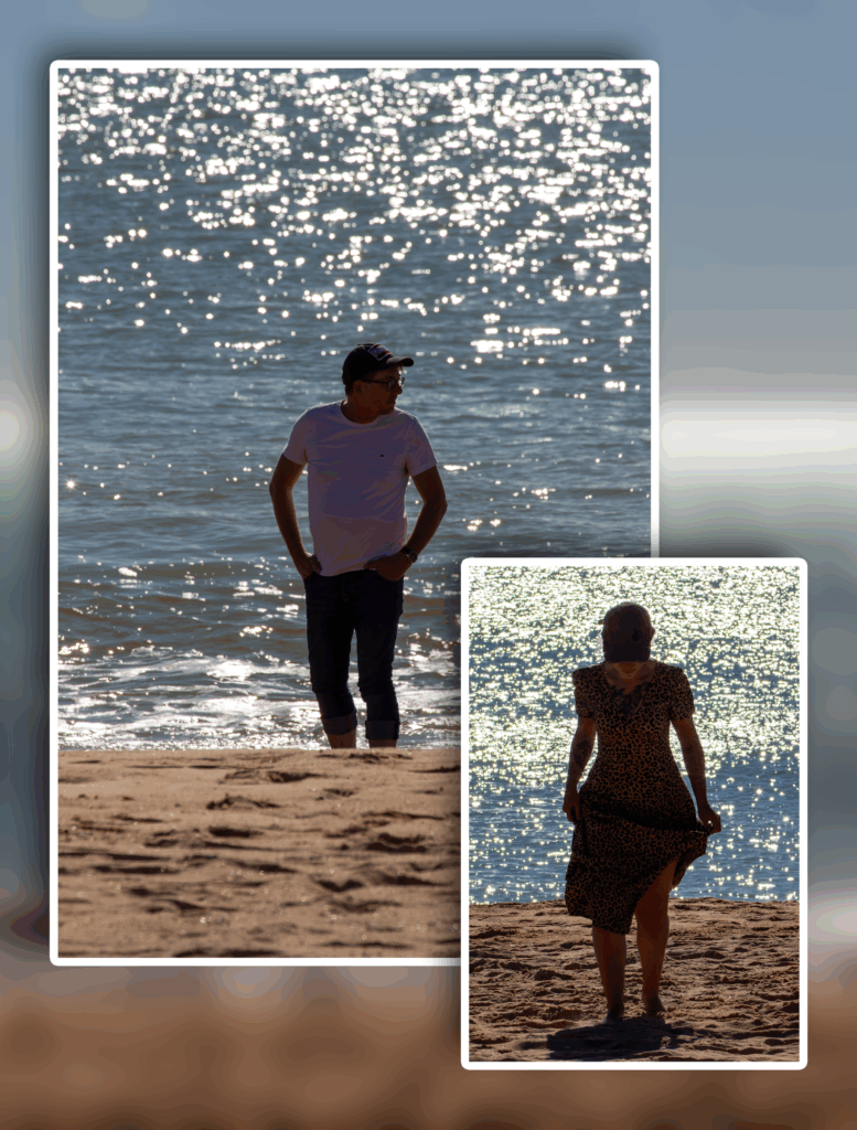 Mathias Kruck und Janina am Strand der Algarve – zwei Menschen, die für gelebte Inklusion und gemeinsame Aufarbeitung stehen